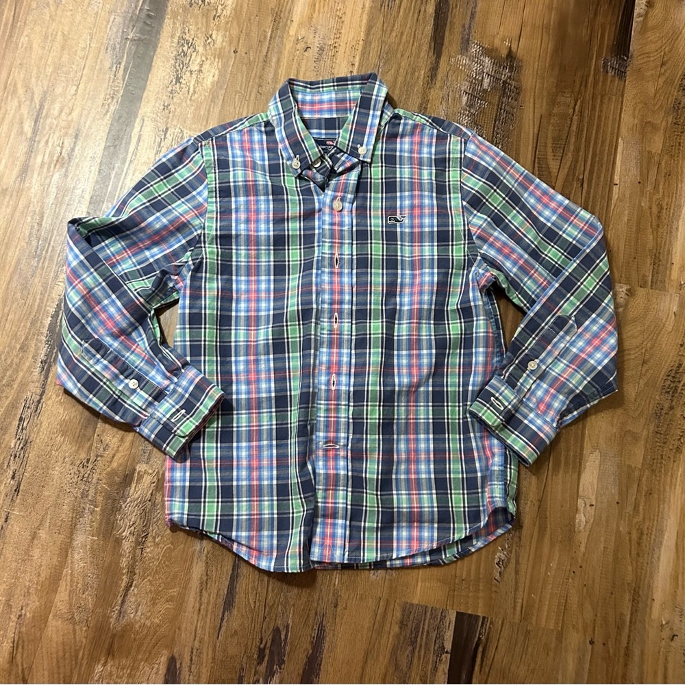 Vineyard Vines Plaid Button-Down Shirt in Blue, Green & Pink